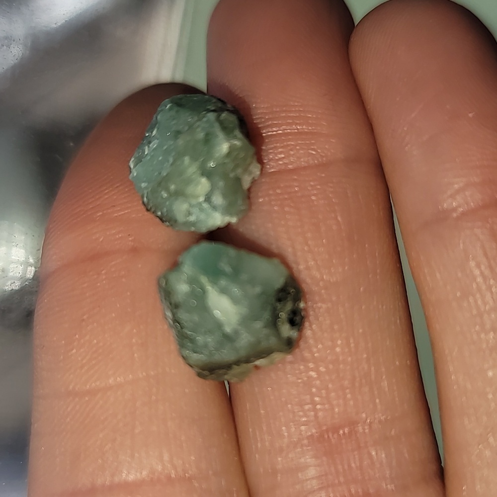 Raw Emerald Stud Earrings - image 3